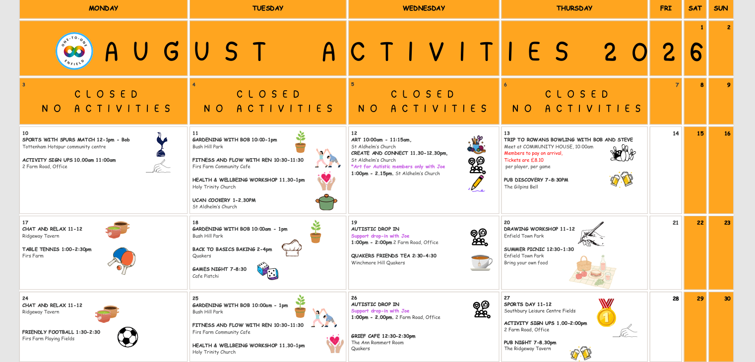 Our Activity Calendar